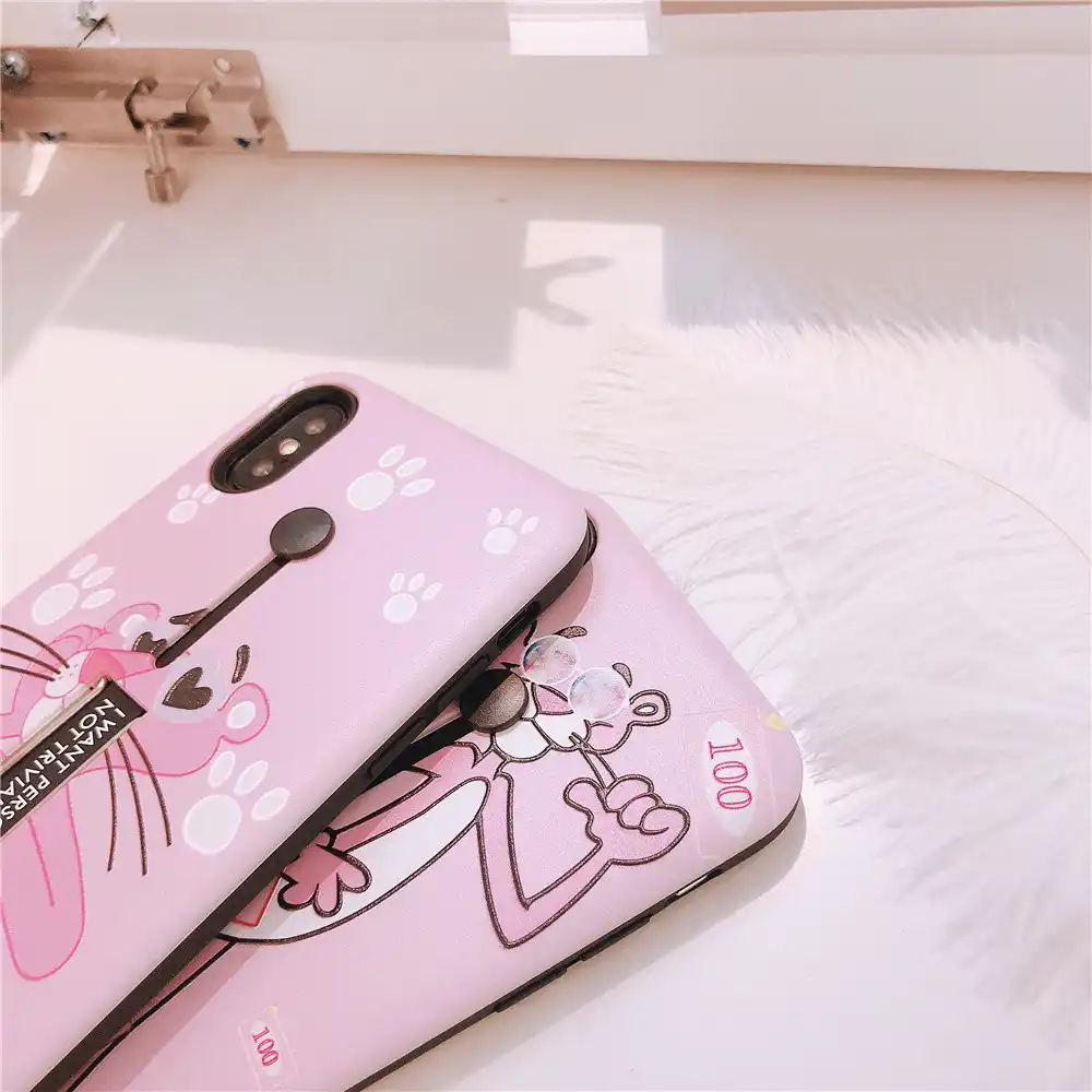 Конфеты розовый милые пантера чехол для телефона iPhone 6 6S 7 8 плюс скрыть кольцо