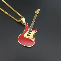 Новая мода из нержавеющей стали хип-хоп Шарм в виде гитары кулон ожерелье ручной работы состояние мужчины t ожерелье ювелирные изделия для