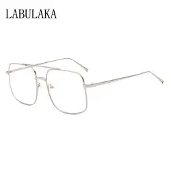 Прозрачные очки Для мужчин негабаритных солнцезащитные очки Для женщин прозрачные линзы очки двойной мост очки Винтаж сплав Frame очки