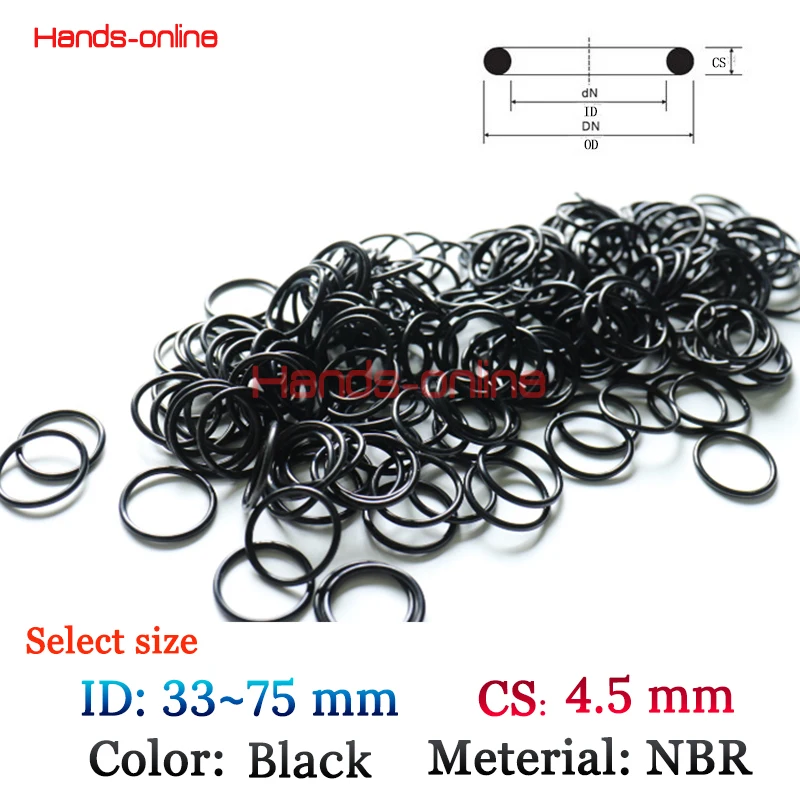 

10pcs/lot Select ID 33 36 38 39 46 50 60 63 70 75 x CS 4.5mm O-rings O Ring oil resistant NBR Nitrile Butadiene Rubber seals