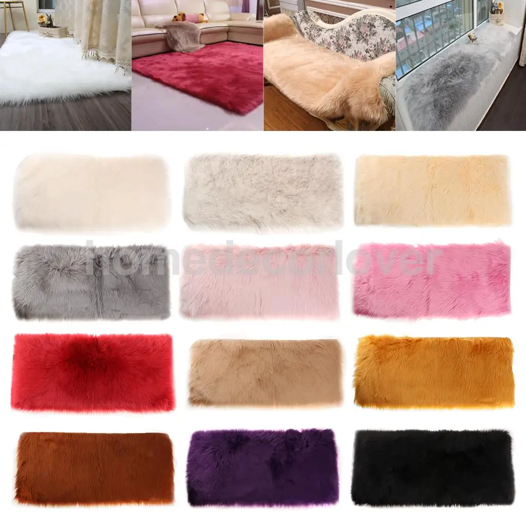 

Shaggy Soft Non Shed Artificial Sheepskin Rug, Floor Carpet Sofa Chair Cover Cushion Windowsill Mat Balcony Carpet Rug 80x50cm