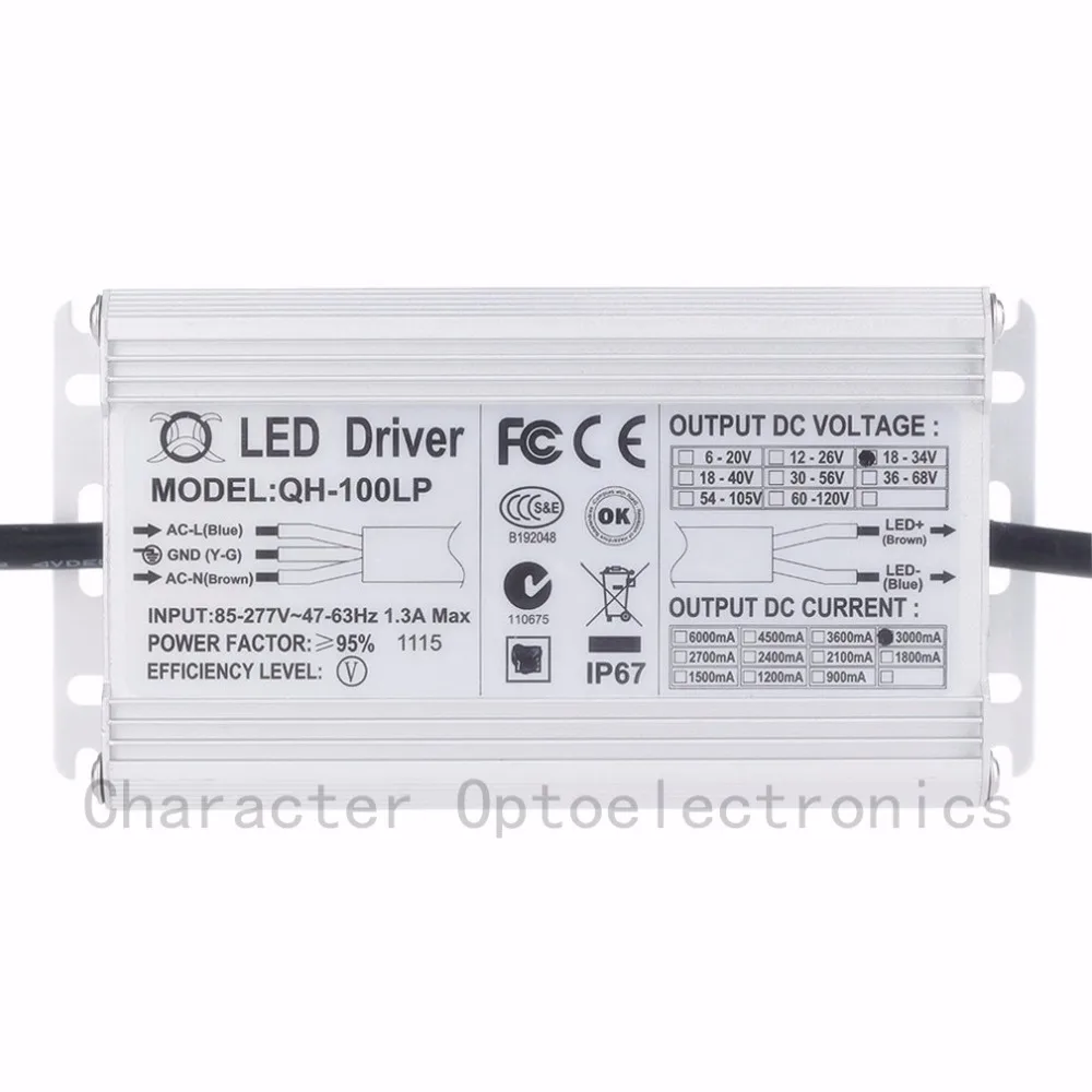 

Free Shipping 1pcs Isolation 100W AC85-277V LED Driver 6-10x10 3A DC18-34V IP67 Waterproof Constant Current For Spotlights