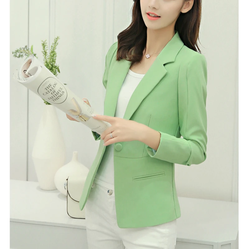 New Spring Autumn Fashion Single Button Blazer Female Office Lady Slim Blazer Femeninos Chic Elegant Blazers And Jackets Women