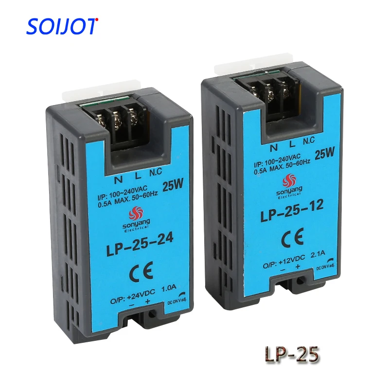 

LP-25 Din Rail Power Supply 5V 12V 24V 25W Single Output Digital Display Guide Rail Switching Power Supply 110/220VAC