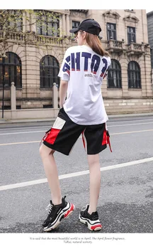 

Red 2020 summer new casual fashion sports loose harajuku BF hip hop two-piece suit trend