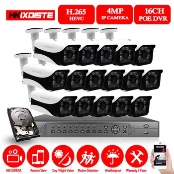 

16ch 5MP POE Kit H.265 System CCTV Security Up to 16ch NVR Support 16ch 4k Outdoor Waterproof IP Camera