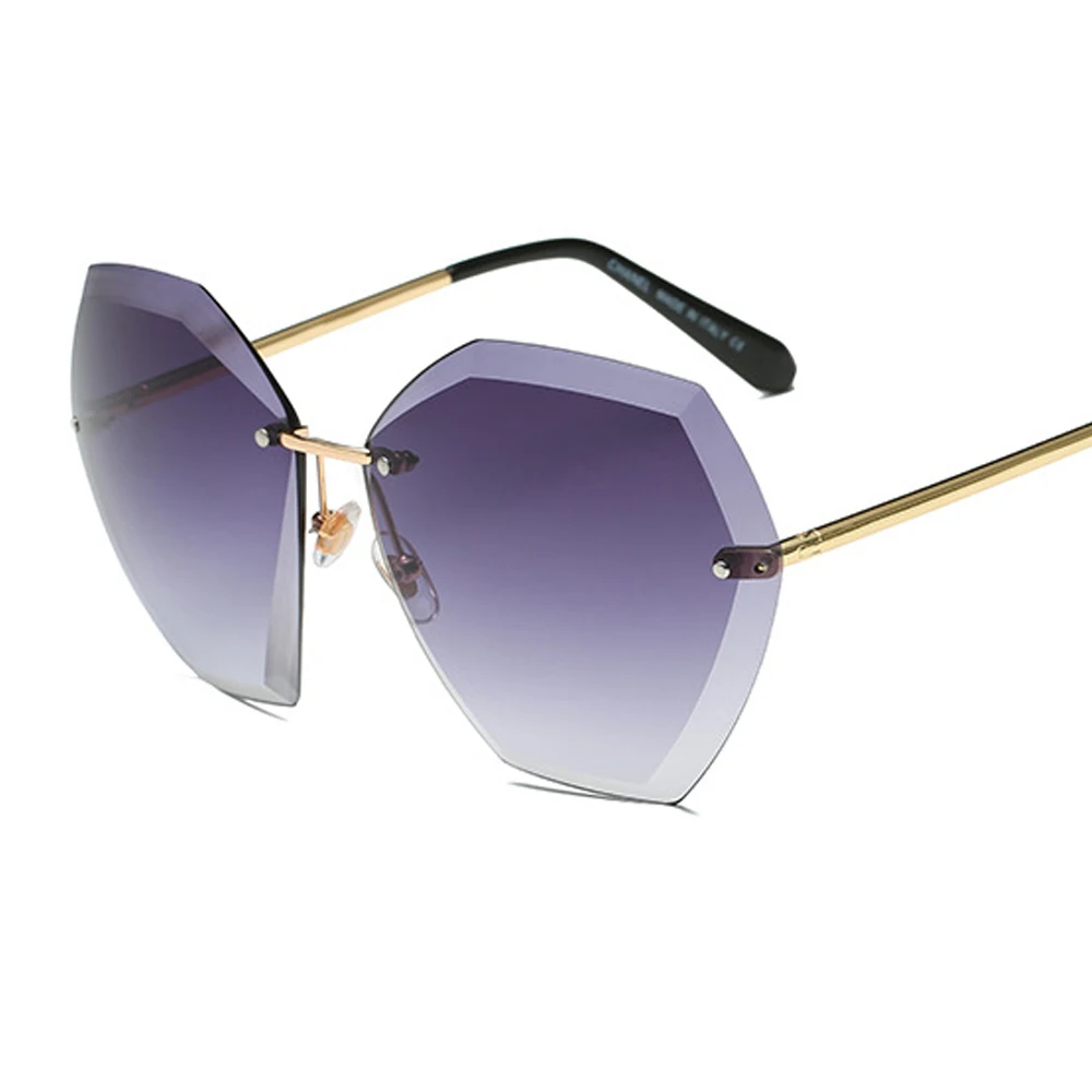 

Fashion Sunglasses Women Square Rimless Diamond cutting Lens Brand Designer Fashion Shades Sun Glasses Female vintage UV400
