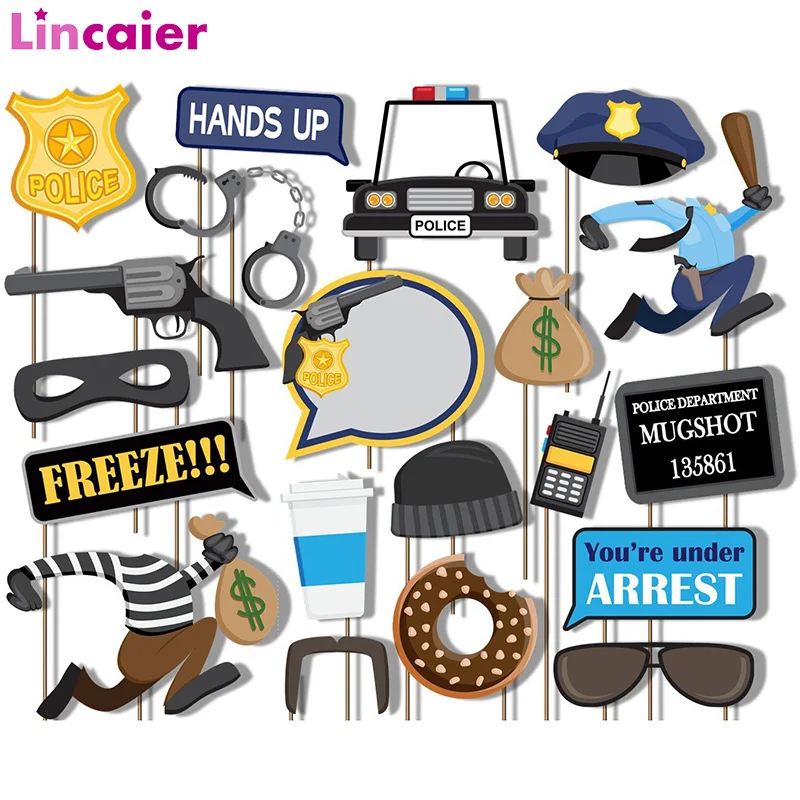 21 Pieces A Gogo Flics Et Voleurs Police Photobooth Joyeux Anniversaire Fete Decorations Enfants Enfants Garcon Fille Fournitures 2 3 4 5 6 7 8 9 Aliexpress