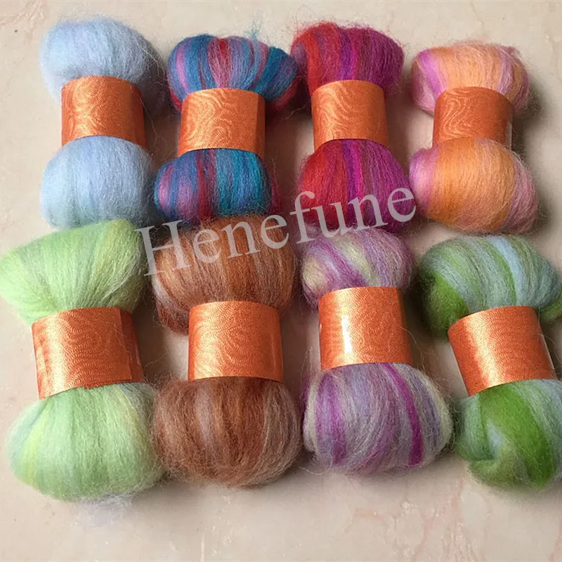 

8 Colors Wool Felting Mat Hand Craft Starter Kit Wool Felt Fibre for Fun Doll Needlework Raw Hand Spinning DIY Sewing