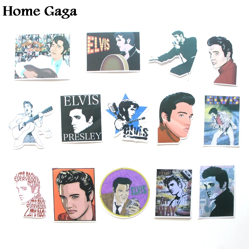 

Homegaga 14pcs Elvis Presley paster collections scrapbooking decal Creative DIY decorative stickers vintage notebook phone D1748