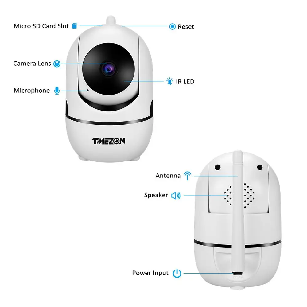  TMEZON 1080P Baby Monitor HD Wifi Rete Senza Fili di Sicurezza Domestica 2.0MP IR Macchina Fotograf