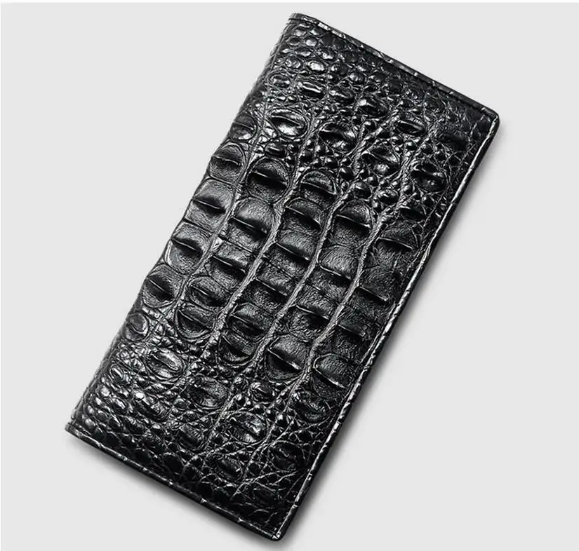 GENUINE MEN WALLET CROCODILE ALLIGATOR LEATHER BLACK MONEY CLIP ID CARD