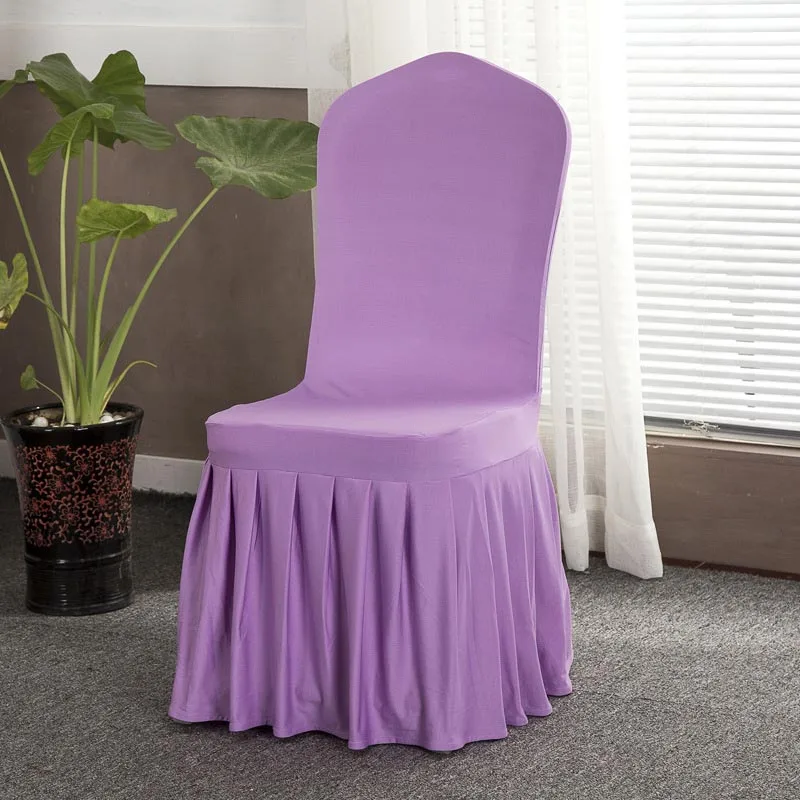 

Spandex Chair Cover Removable Stretch Cover Ruffled Hem Dining Room Wedding Banquet Chair Covers RT99