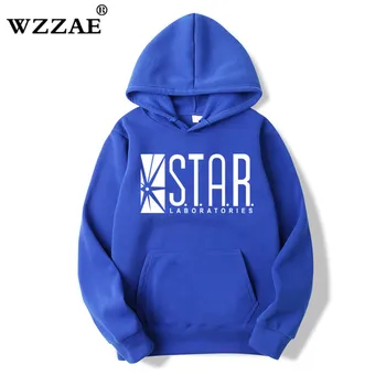 

WZZAE STAR Labs Black Men's Hooded Hoodies Men Sweatshirt Jumper the Flash Gotham City Comic Books for Superman Tv Series Hoody