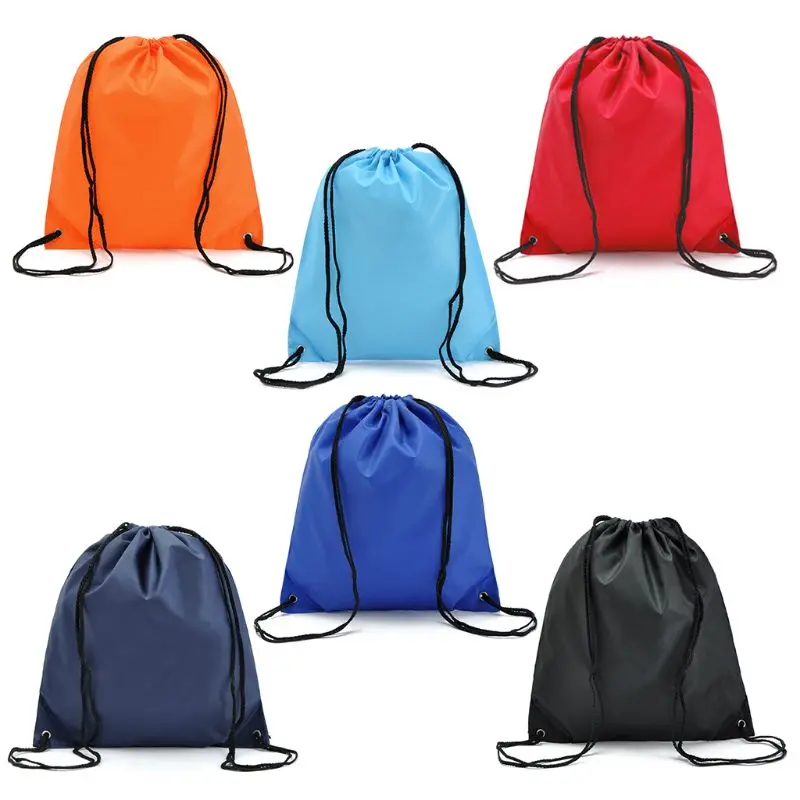 

Fashion 210D Nylon Drawstring Bags Solid Color Portable Sports Bag Outdoor Backpack Gym Drawstring Shoes Bag Clothes Backpacks