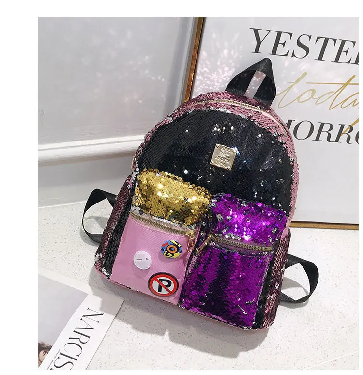 Дропшиппинг модный рюкзак с пайетками школьная сумка - Цвет: Розовый