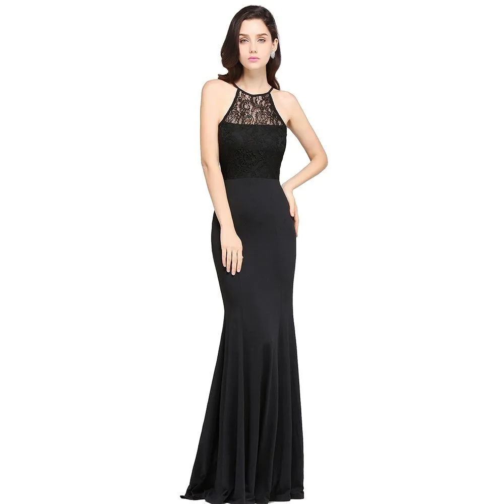 Robe De Soiree Longue Русалка бордовое кружево дешевые длинные платья подружек невесты Холтер простые Выпускные платья вечерние платья