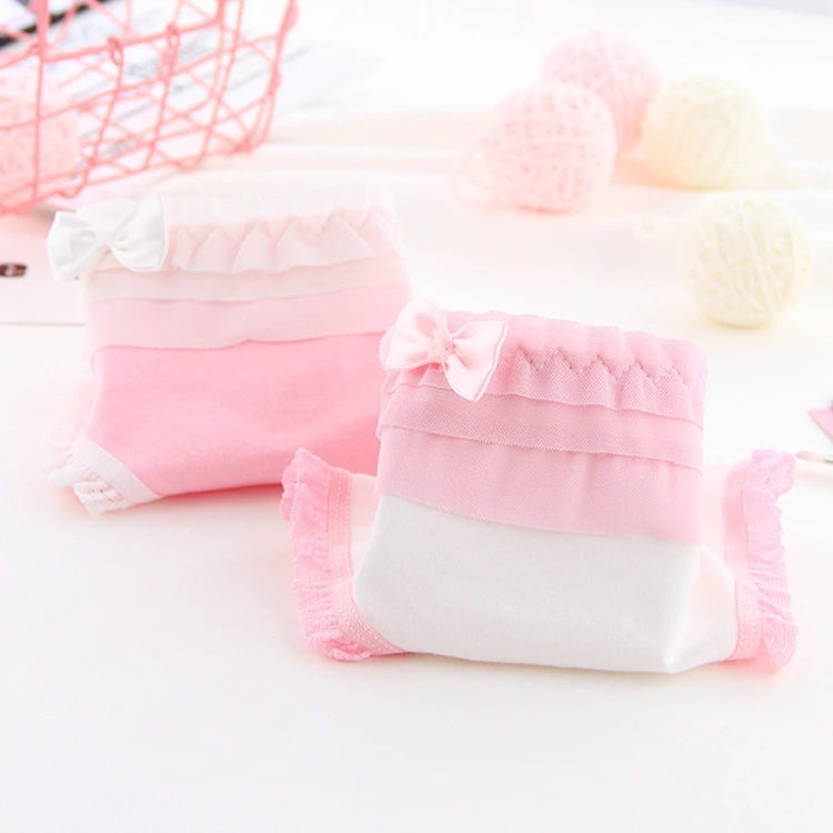 Сексуальные и милые хлопковые трусики с бантиком кавайный многослойный