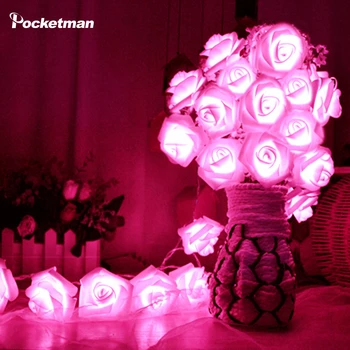 

IP65 Waterproof RGB LED Strip Flexible Lights 20 x LED Rose String Light Wedding Garden Party Decoration for AA Battery