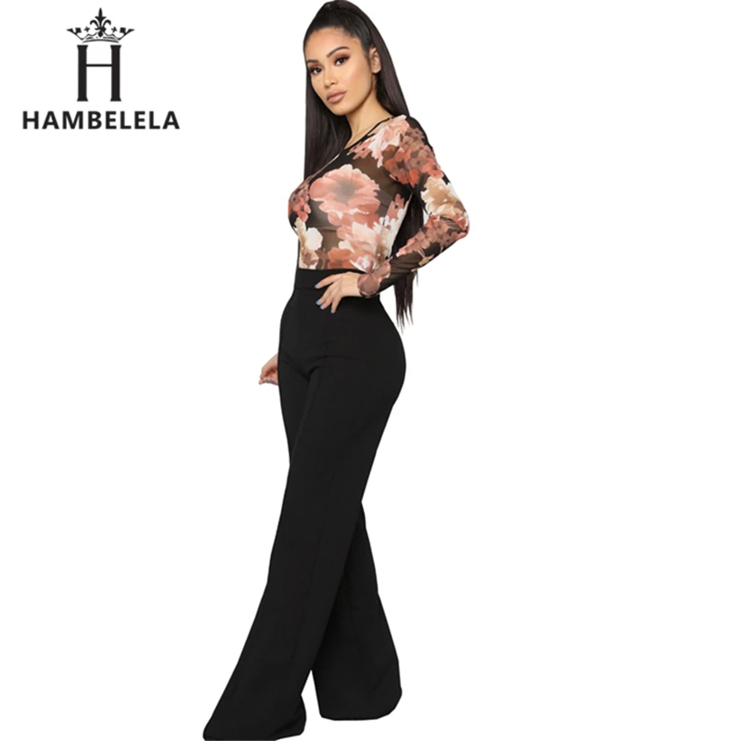 HAMBELELA Vintage Floral Pattern Mesh Bodysuit Printed Long Sleeve Elegant Playsuits Ladies Spring Autumn Streetwear Tops Blusas (3)