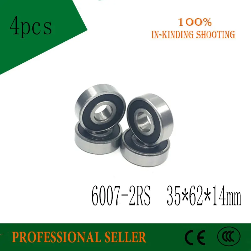 4pcs 6007rs Bearing 35*62*14 mm Deep Groove 6007-2rs Ball Bearings 180107 Rs 6007 2rs Emq Quality | Обустройство дома