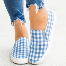 Обувь на плоской подошве г.; женская парусиновая обувь на плоской подошве в клетку; женская повседневная обувь; Лоферы без застежки; женская обувь на плоской подошве; большие размеры