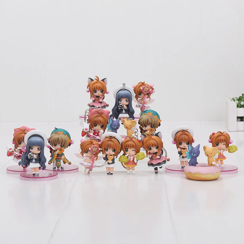 

8pcs/set 5-7cm Captor Cardcaptor Sakura Solid Set figure keyring pendants PVC Action Figure Collection Model Dolls Toy