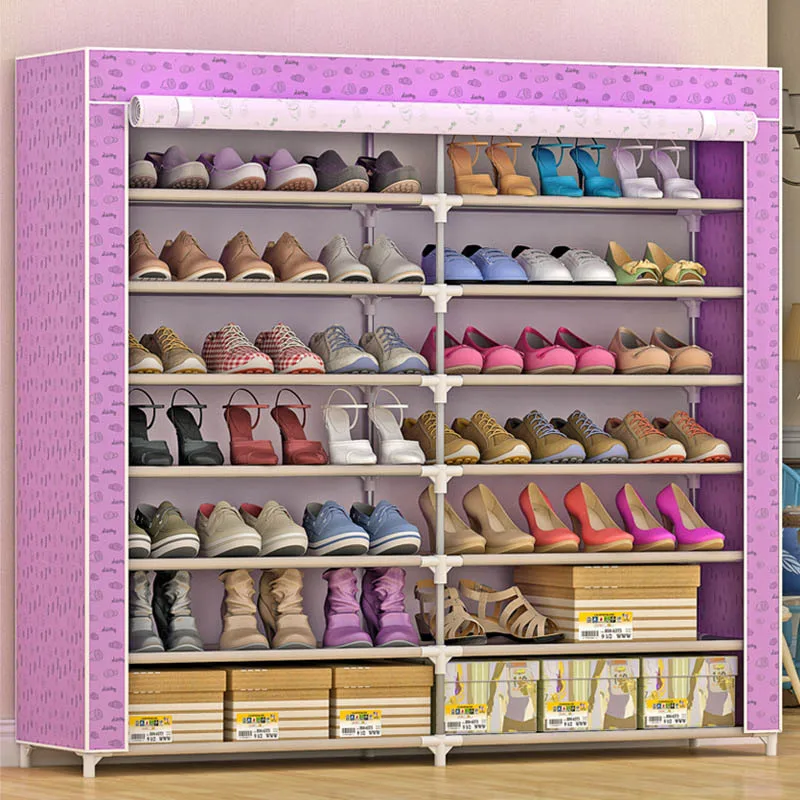 Simple modern home decoration double-row large-capacity free installation folding multi-functional furniture seven Shoe cabinet