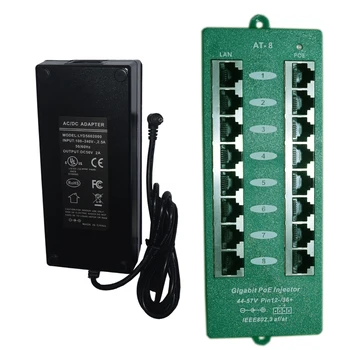 

Active PoE 802.3af 802.3AT 56v 120w Power 8 Port Gigabit Power over Ethernet PoE Injector