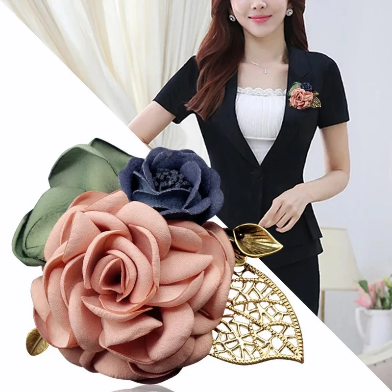 

i-Remiel Tuxedo Boutonniere Badge Coat Brooches Pins For Cardigan Fabric Cloth Art Handmade Flower Brooch Pin Korean Accessories