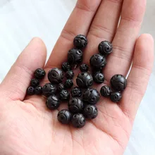 Lot de perles d'espacement en bois de santal noir naturel, breloques gravées en bois de bouddha, pour la fabrication de bijoux, DIY, 6mm, 8mm, 10mm, 12mm, 10 pièces