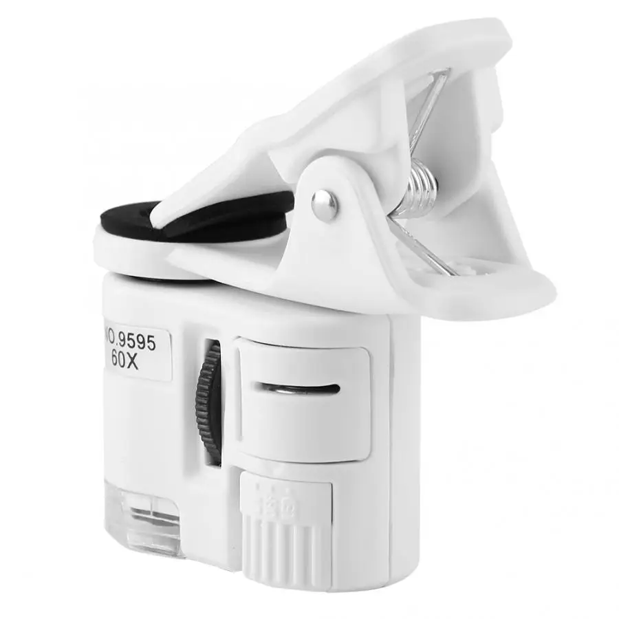 

9595W 60X Magnifying Glass LED UV Light Mini Mobile Phone Clip Microscope accessories