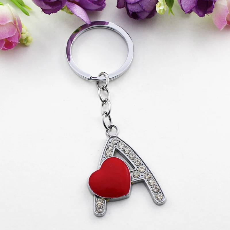 Buy 2016 New Fashion Red Heart Clear Crystal Initial