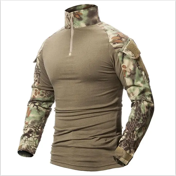 Новинка, камуфляжная футболка для мужчин, военная армейская камуфляжная тактическая футболка с длинным рукавом и отложным воротником, Мультикам, футболка для мужчин - Цвет: 5