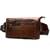 Hommes Fanny Pack en cuir véritable pour hommes taille sac argent/téléphone ceinture sac Hip Bum taille Pack voyage poche sacs taille sac à main ► Photo 1/6