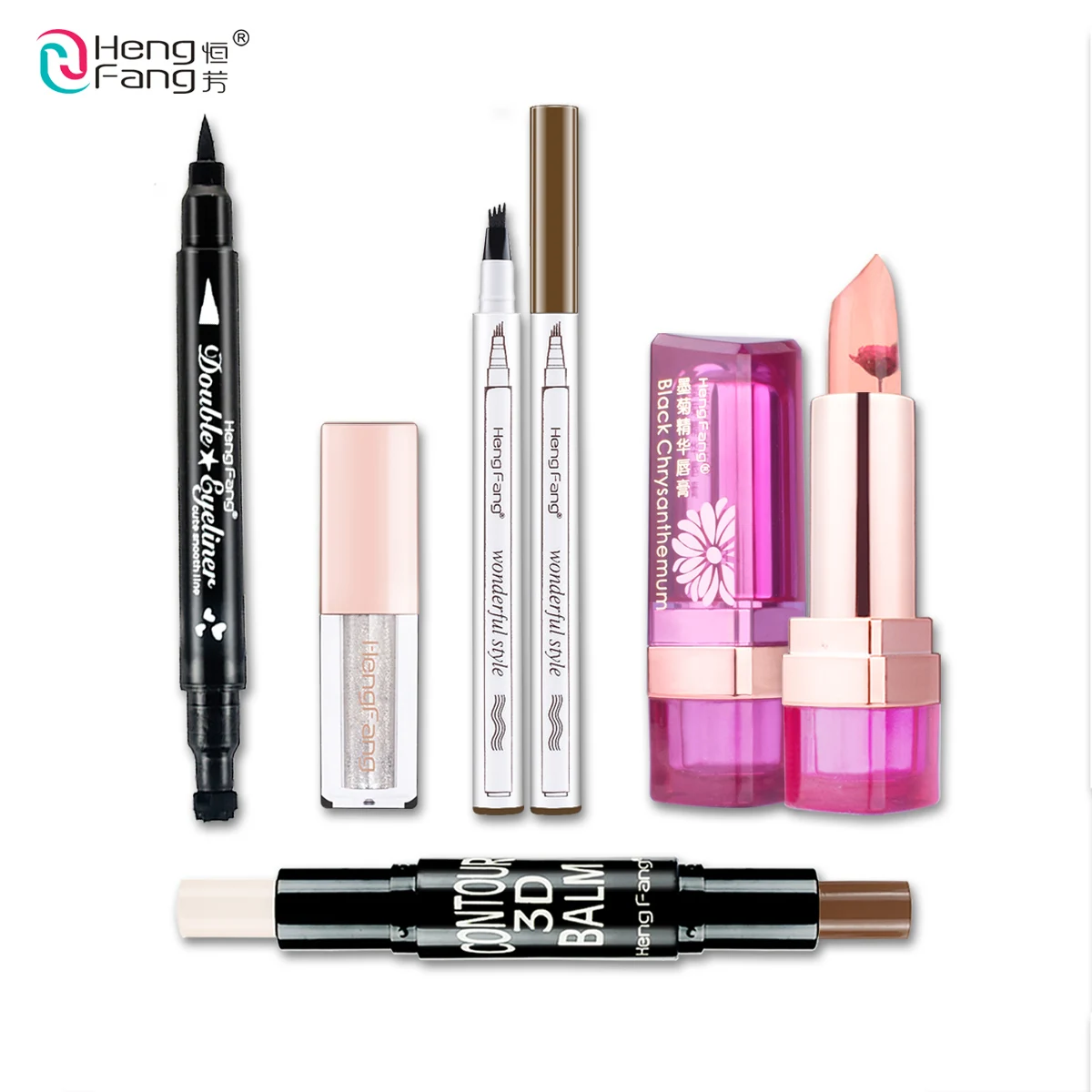

1Set=5Pcs HengFang Makeup Set Lip Balm Lip Liner Eyeliner Makeup Tools Long-lasting Waterproof #HFS003