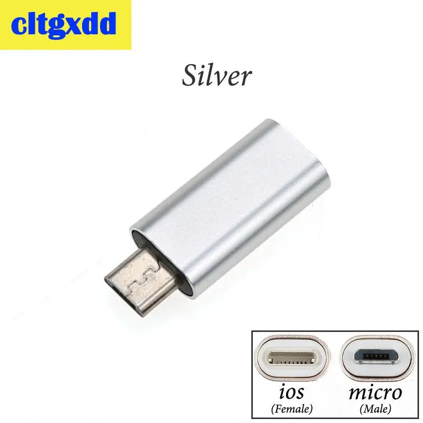 Cltgxdd Micro USB мужчина к 8-контактный ios женский HUB адаптер зарядки конвертер соединитель Адаптер для iPhone, Android - Цвет: Silver