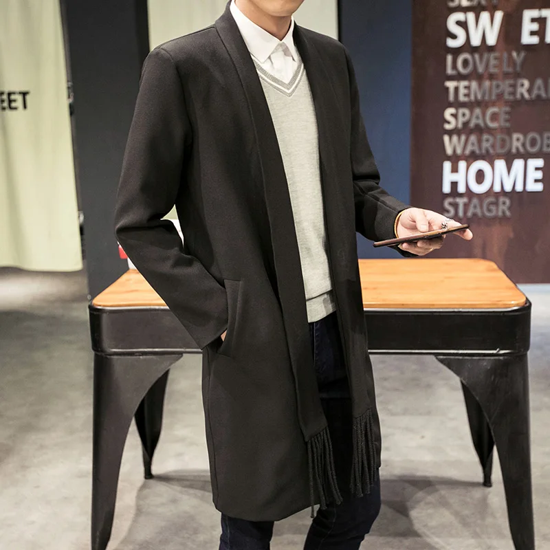 Open Stitch Overcoat Men Dust coat male Spring Fashion New Arrive Fringed Long jacket Open Stitch Overcoat Men Dust coat male Spring Fashion New Arrive Fringed Long jacket