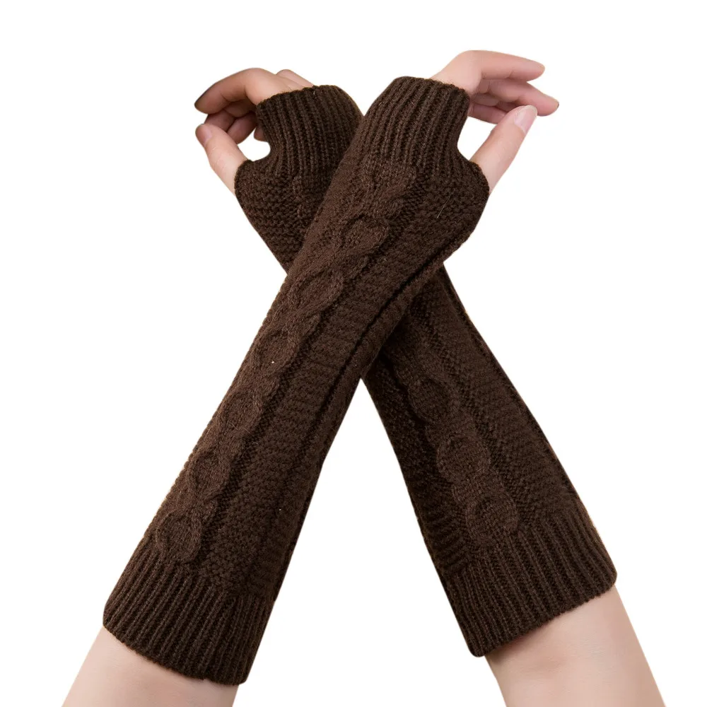 Feitong новые Брендовые женские перчатки без пальцев длинные модные унисекс Мужские и женские вязаные без пальцев зимние перчатки мягкие теплые варежки