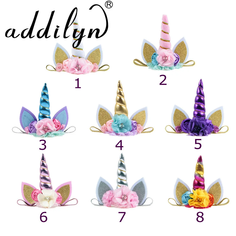 Kids Glitter Unicorn Horns Headband Children Unicorn Party DIY Hairband Baby