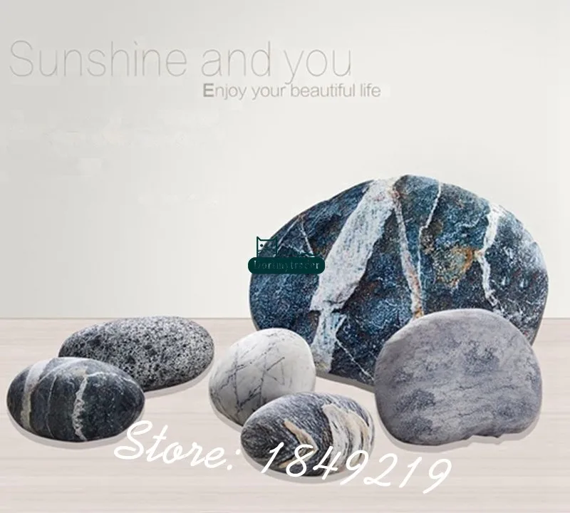 Dorimytrader A Set Mixed Stone Shape Pillow Large Plush Soft Emulational Natural Stone CUSHION Decoration DY61073 (1)