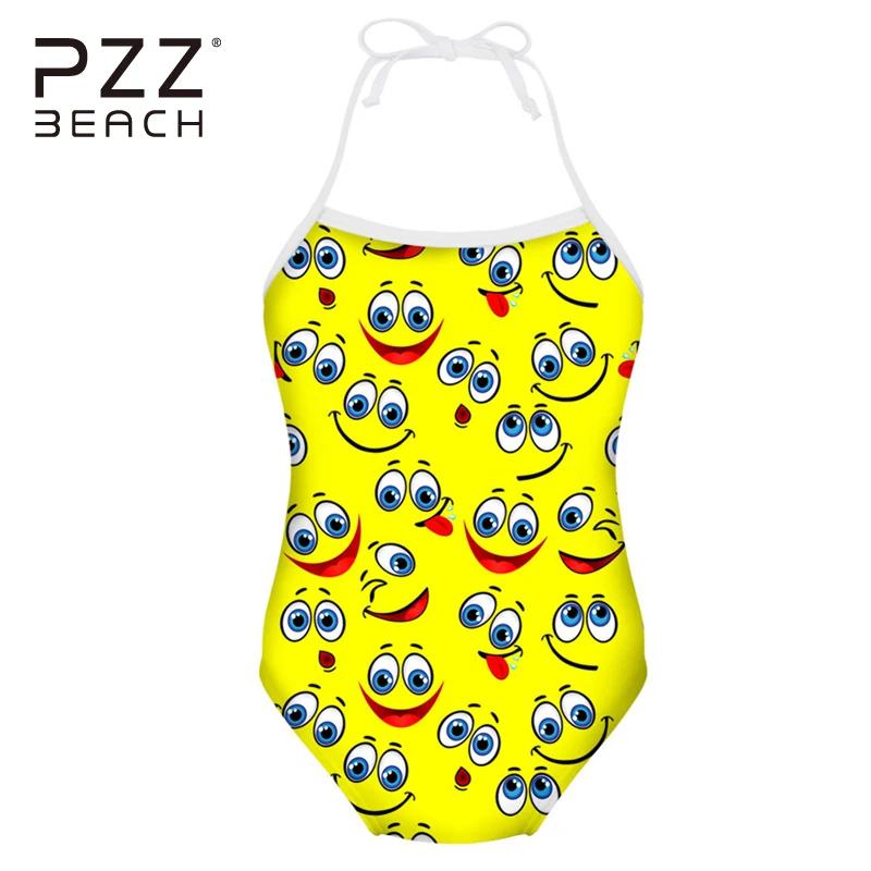 Summer Style One Pieces Children's Swimwear Backless Halter Bikini 2018