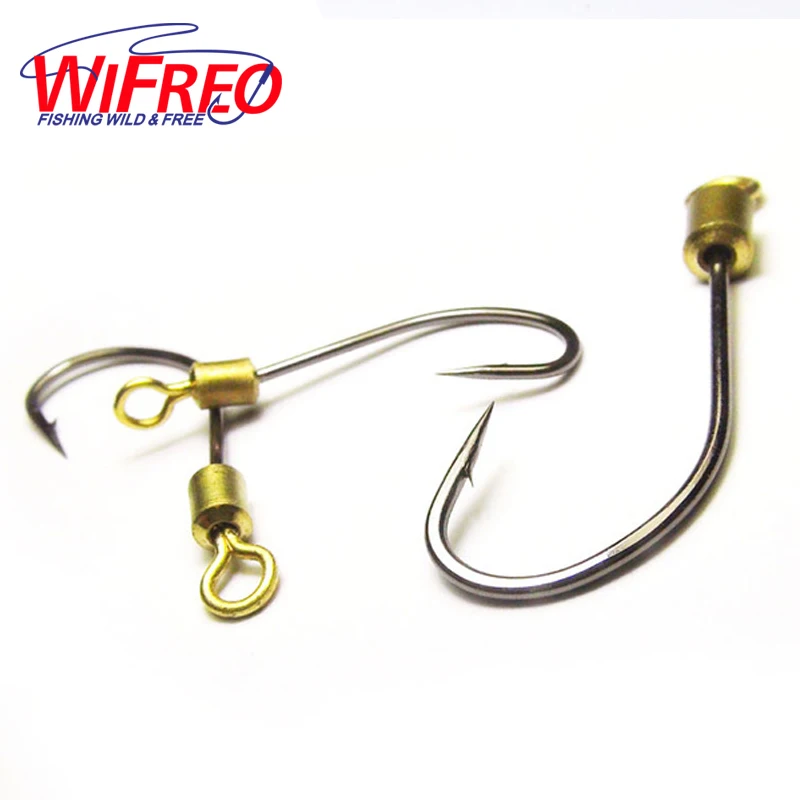 

Wifreo [50PCS/lot] New Fishing Hook with Rolling Swivel Sharp Piont for Both Fresh water & Saltwater Fishing Rig Making Hooks