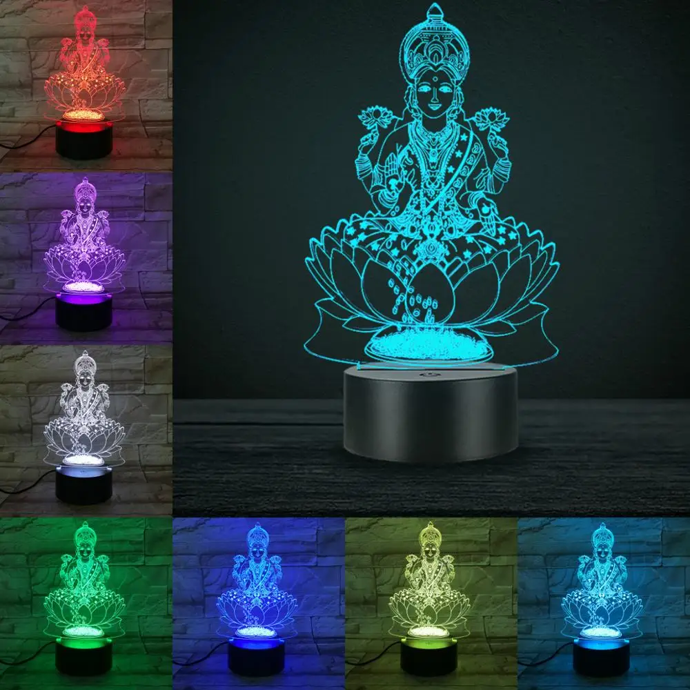 Hinduism Supreme Deities 3D лампа 7 цветов меняющая сенсорный дистанционный переключатель