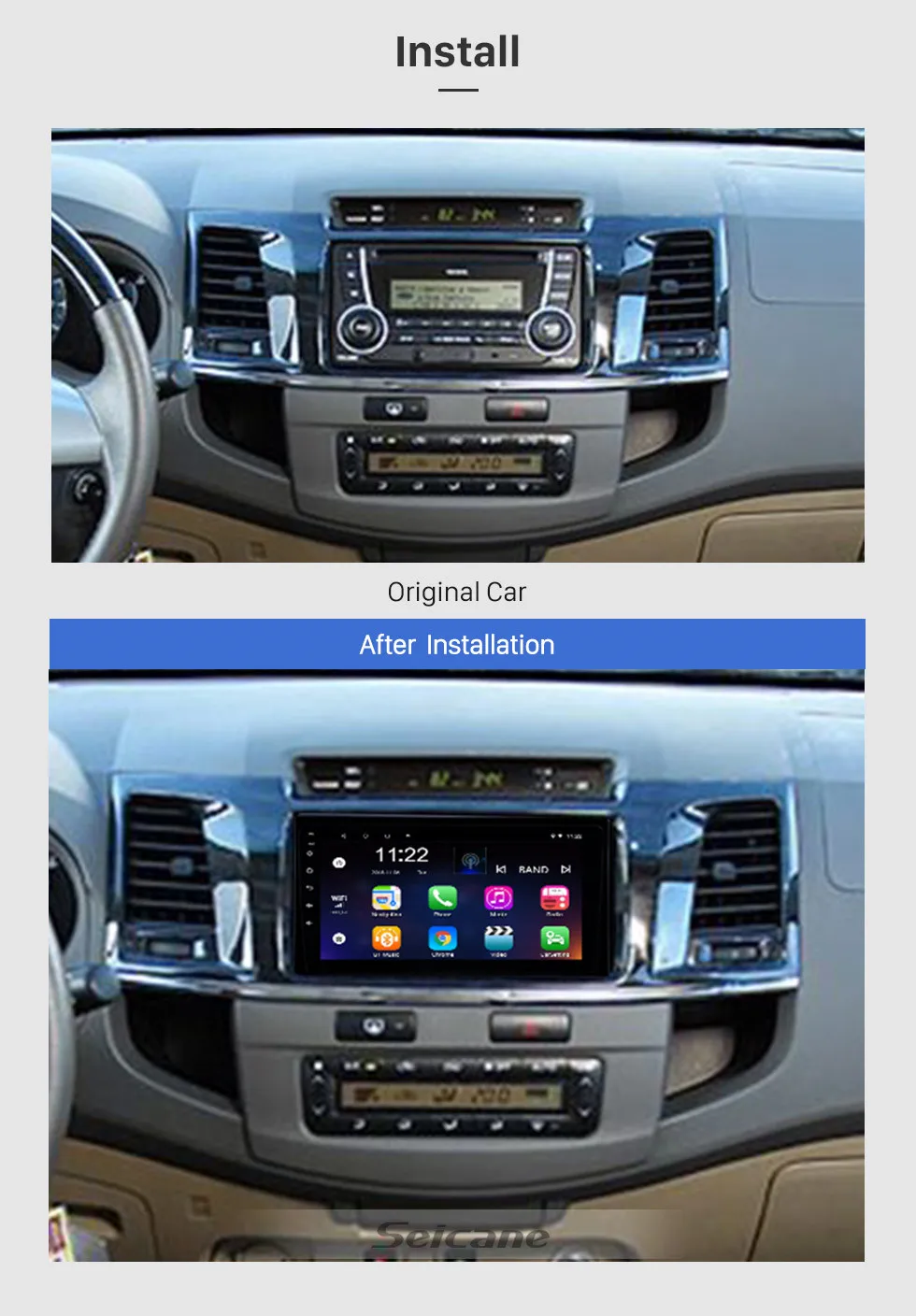 Cheap Seicane 9 inch Android 8.1 HD Touch Screen Radio GPS Navigation for 2016-2018 Toyota Fortuner Bluetooth Digital TV 3G Wifi DVR 2