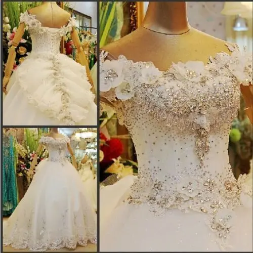 

free shipping 2016 new design fashion big bride long custommade size/color white/ivory ball gown beading crystal wedding dresses