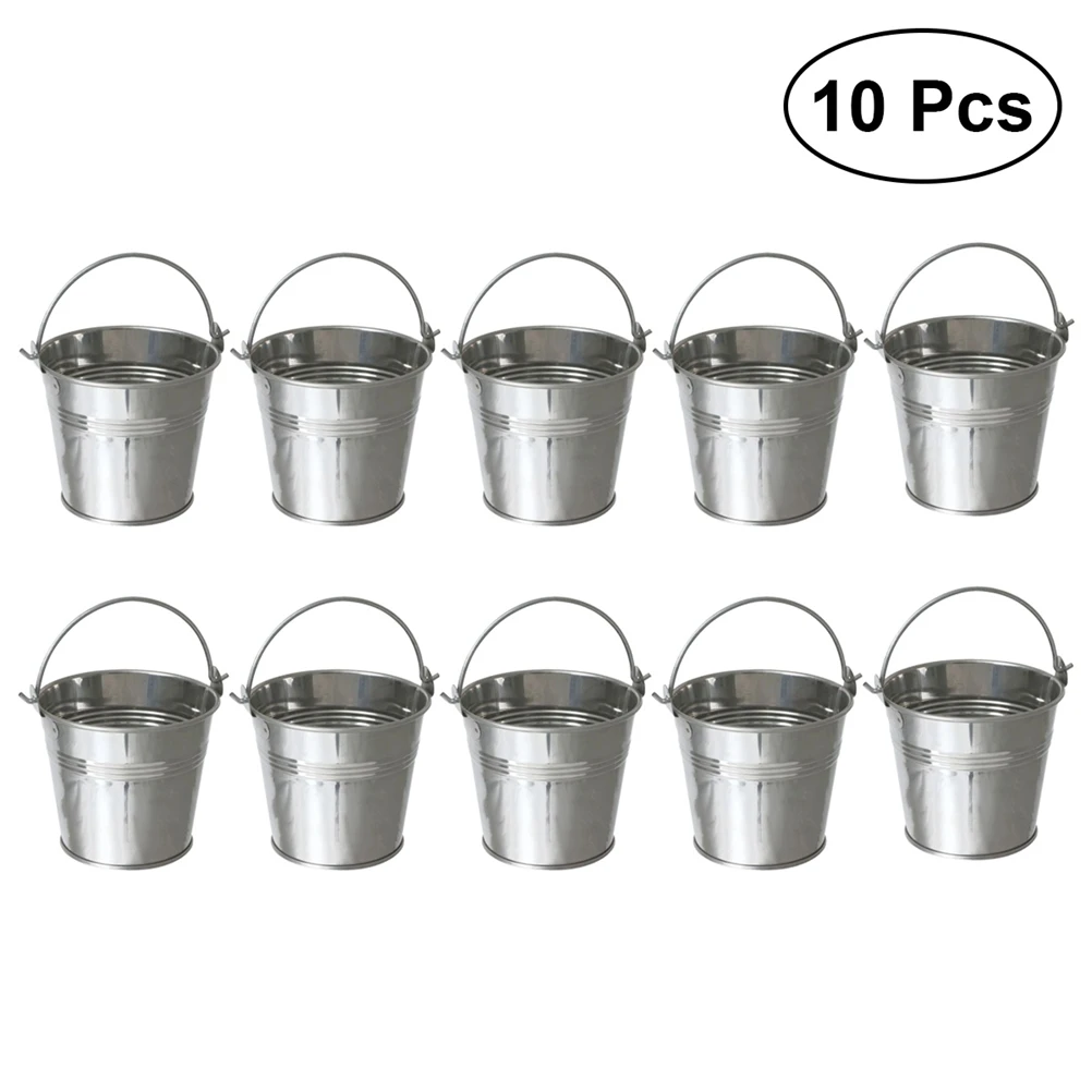 

10.5x7.2x10.5cm Tinplate Tin Pail Metal French Fries Multi-function Tinplate Bucket Tinplate Pails Tin Bucket for Storing