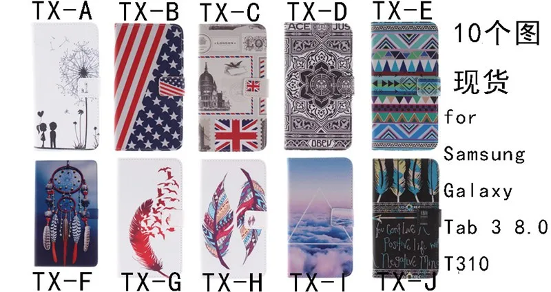 Colorful Wallet Case for Samsung Galaxy Tab 3 8.0 Case T310 T311 PU Leather Stand Case With Card Slot For Galaxy Tab 3 8.0 inch (81)