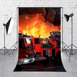 Пожарная машина Фон фотографии огонь плакат фон D-7560
