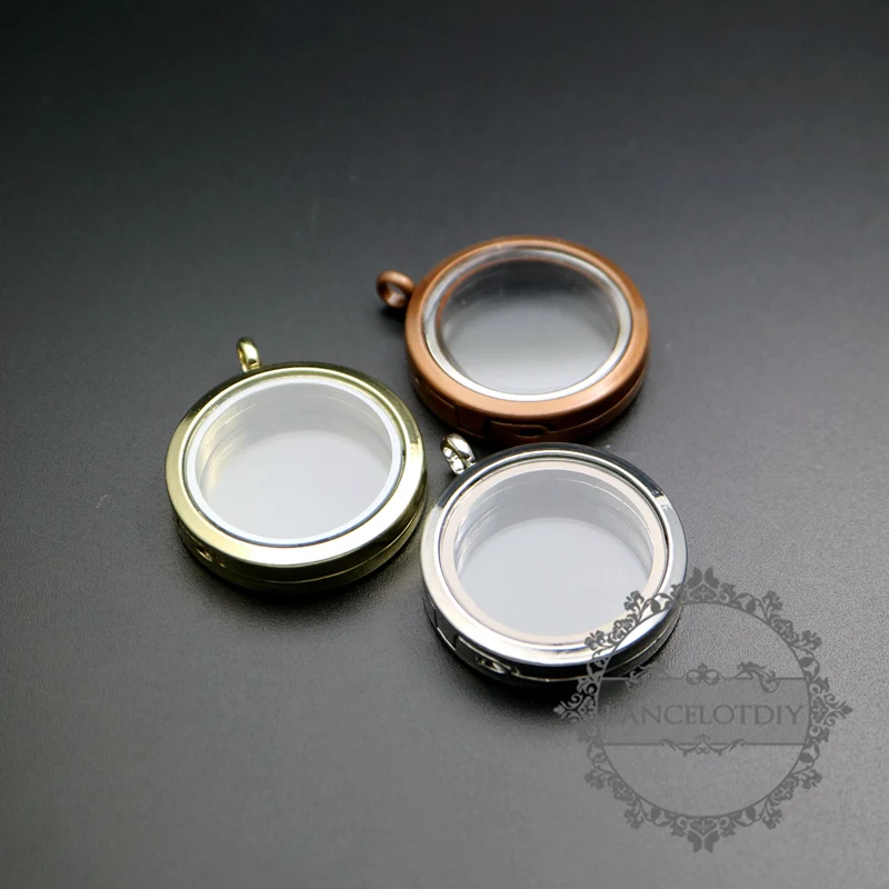 

30mm silver,copper red,gold color alloy round photo locket glass charm floating pendant charm 1161030